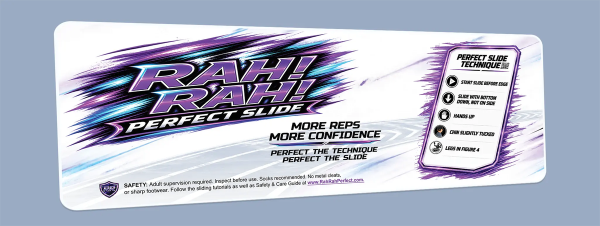 Purple Haze Rah Rah Perfect Slide 95 x 35.75 softball sliding training mat with sliding technique and safety instructions.